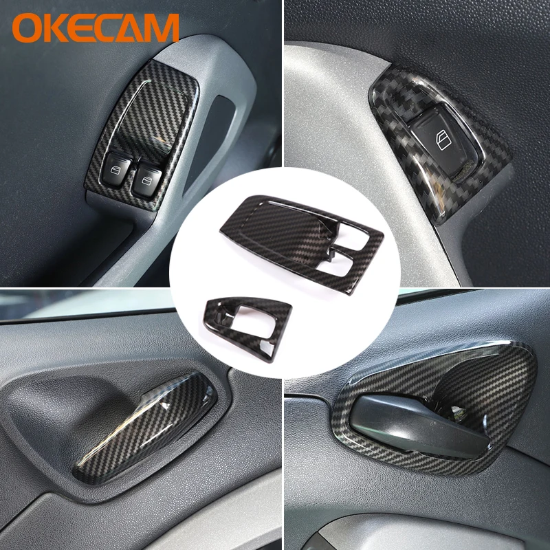 For Smart Car Interior Door Handle Frame Sticker Fortwo 451 2009 2010 2011 2012 2013 2014 Car Glass Lift Frame