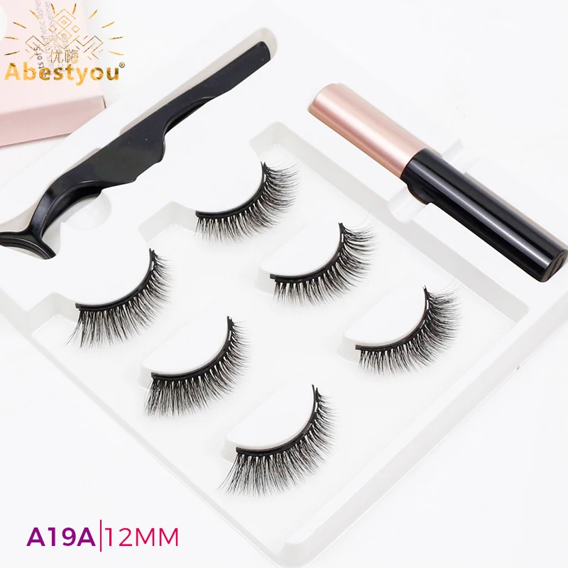 14mm 3d 3pairs Natural Style 5 Magnet Magnetic False Eyelashes Pinzas Pinzette With Waterproof Eyeliner Makeup Tools
