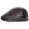 Men Retro Pu Leather Solid Color Newsboy Caps British Painters Hats Spring Autumn Side Adjustable Flat Cap Hip Hop Berets 3