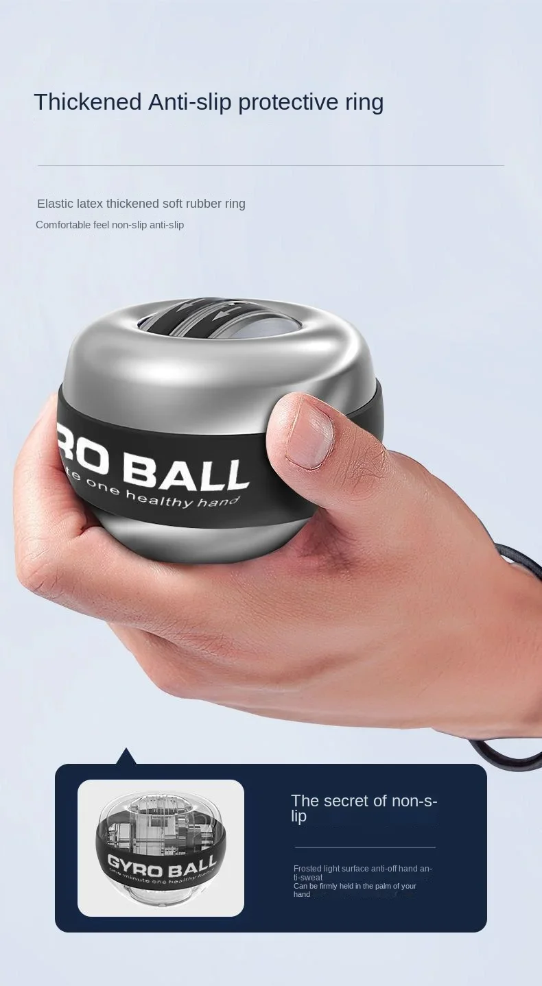Gyroball Trainer Con Luci LED - Allenatore Per Polso E Avambraccio, Forza 60lb, Antistress, Giroscopio Autostart - Foto 8