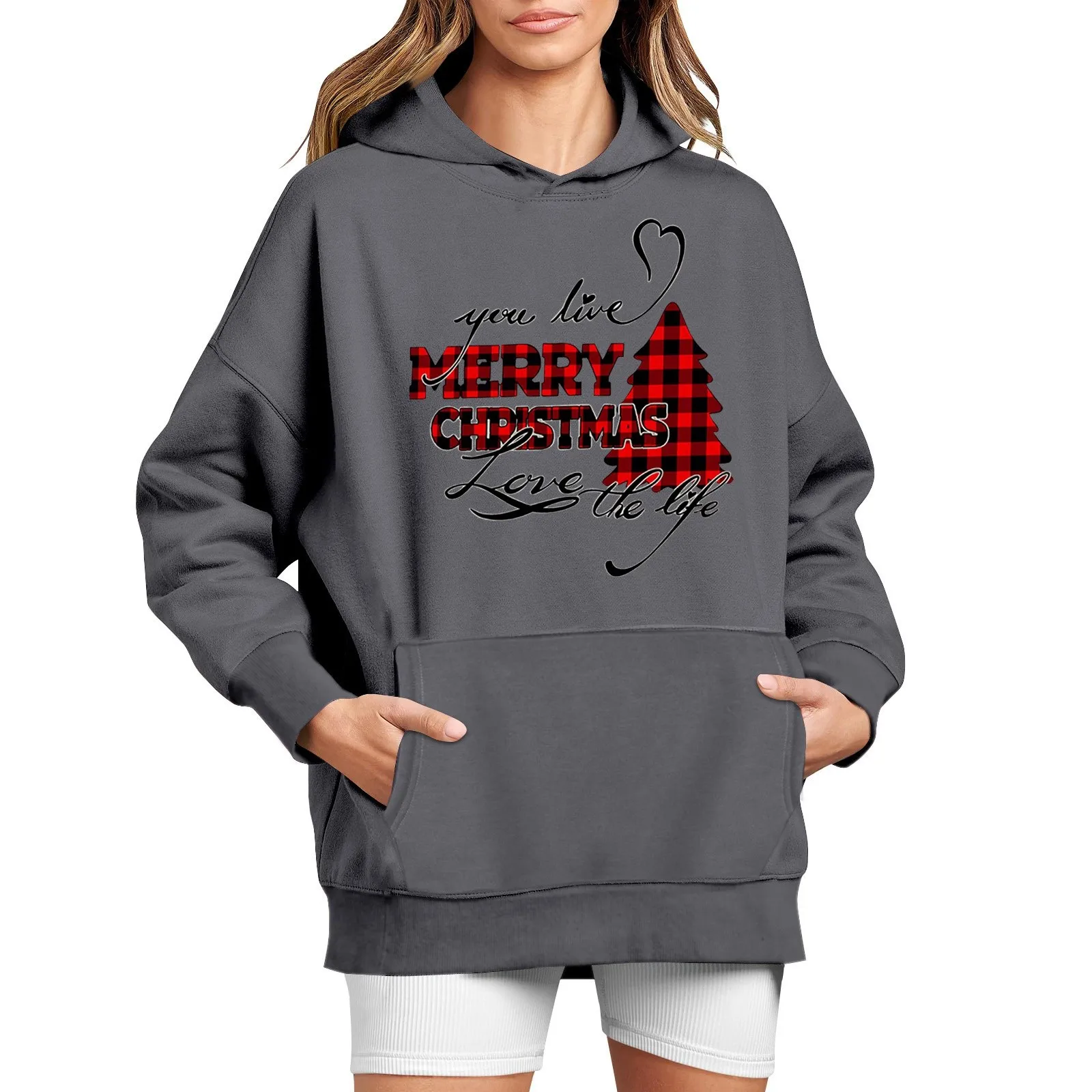 

Woman Clothing Unique Hooded Women Pullover Sweater Casual Long Sleeves Christmas Women Sweatshirts Free Shipping البلوفرات