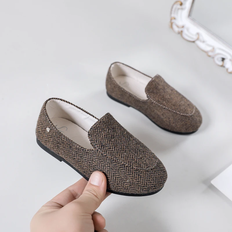 Spring Kids Shoes Children Casual Shoes Baby Girls Herringbone Fashion Loafers Toddler Ballet Flats Boys Moccasin Mary Jane New 2