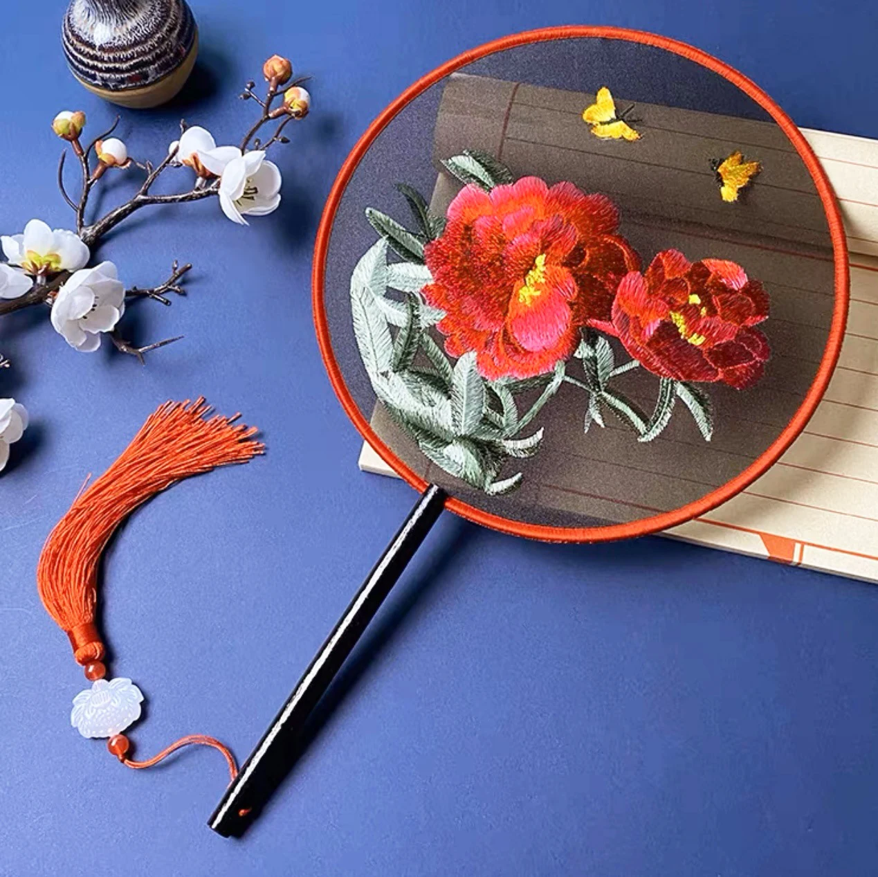 Chinese Double-Sided Embroidery Hand Held Fan for hand fan