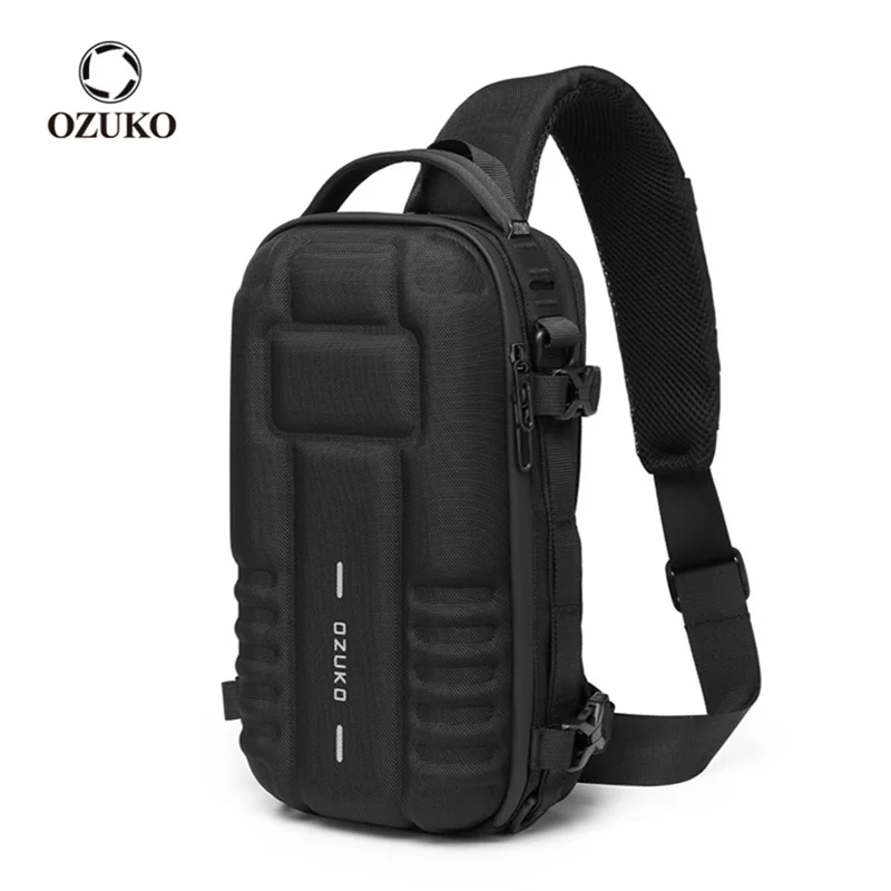 OZUKO sac de poitrine coque rigide hommes sport sac à bandoulière multifonctionnel grande capacité étanche haute qualité sac tactique extérieur