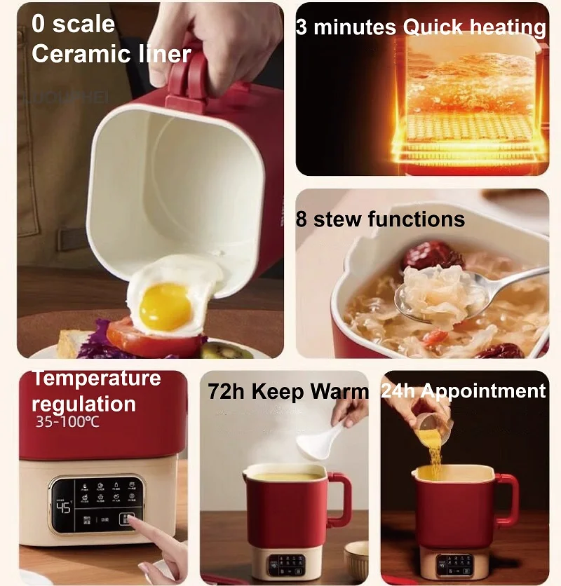110V/220V Electric Kettle Appointment Health Kettle Temperature control Ceramic Pot Keep Warm Cup Portable Folding Kettle 1L 2