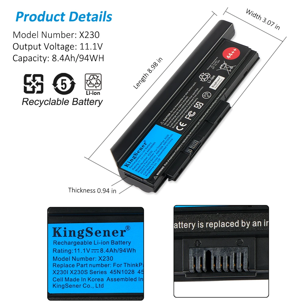 Kingsener-bateria do Portátil para Lenovo Thinkpad X230 X230i X230s 45n1029 45n1028 45n1022 45n1021 45n1024 44 Novo - Imagem 4