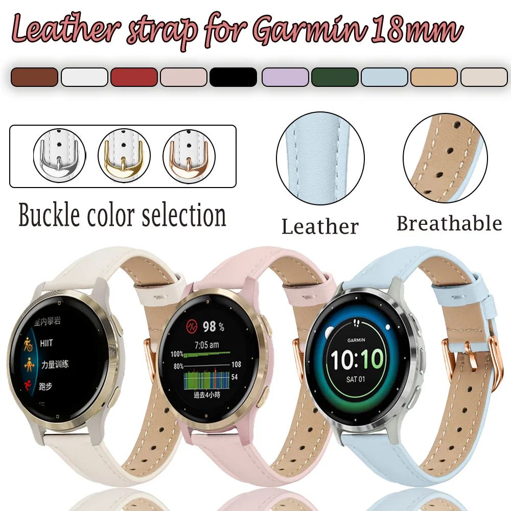 Classic Leather 18mm Replacement Wristband with Buckle - Unisex Strap