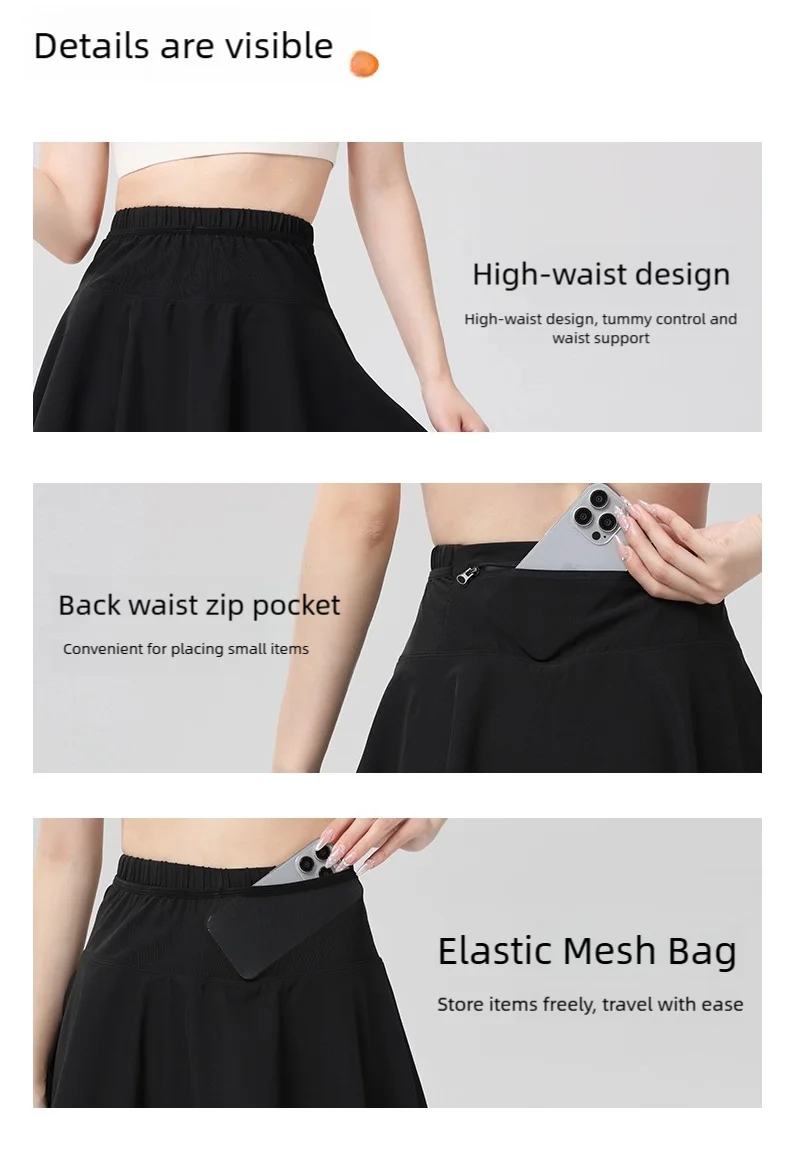 Women's Tennis Skirts, High Waisted 2 in 1 Sports Skirt with Pockets , Athletic Skorts for Running Badminton, Golf Wear 9 S94b3199c9ebe4045a68162e0b599d6d6F