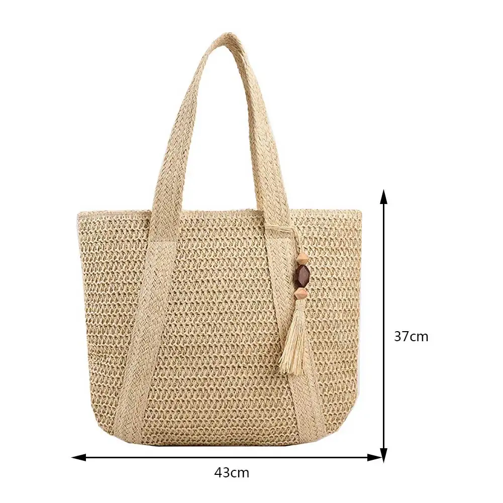 Summer Straw Woven Bag for Women's Handmade Raffia Beach Shoulder