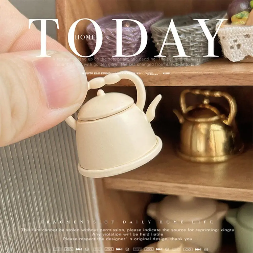 Dollhouse Simulation Kettle Realistic Looking 1:12 Miniature Kettle Pot Model Toy DIY Dollhouse Ornament Photography Prop newborn photography prop posing fabric for baby picture shooting frame backdrop fotografia photo beanbag blanket accessories