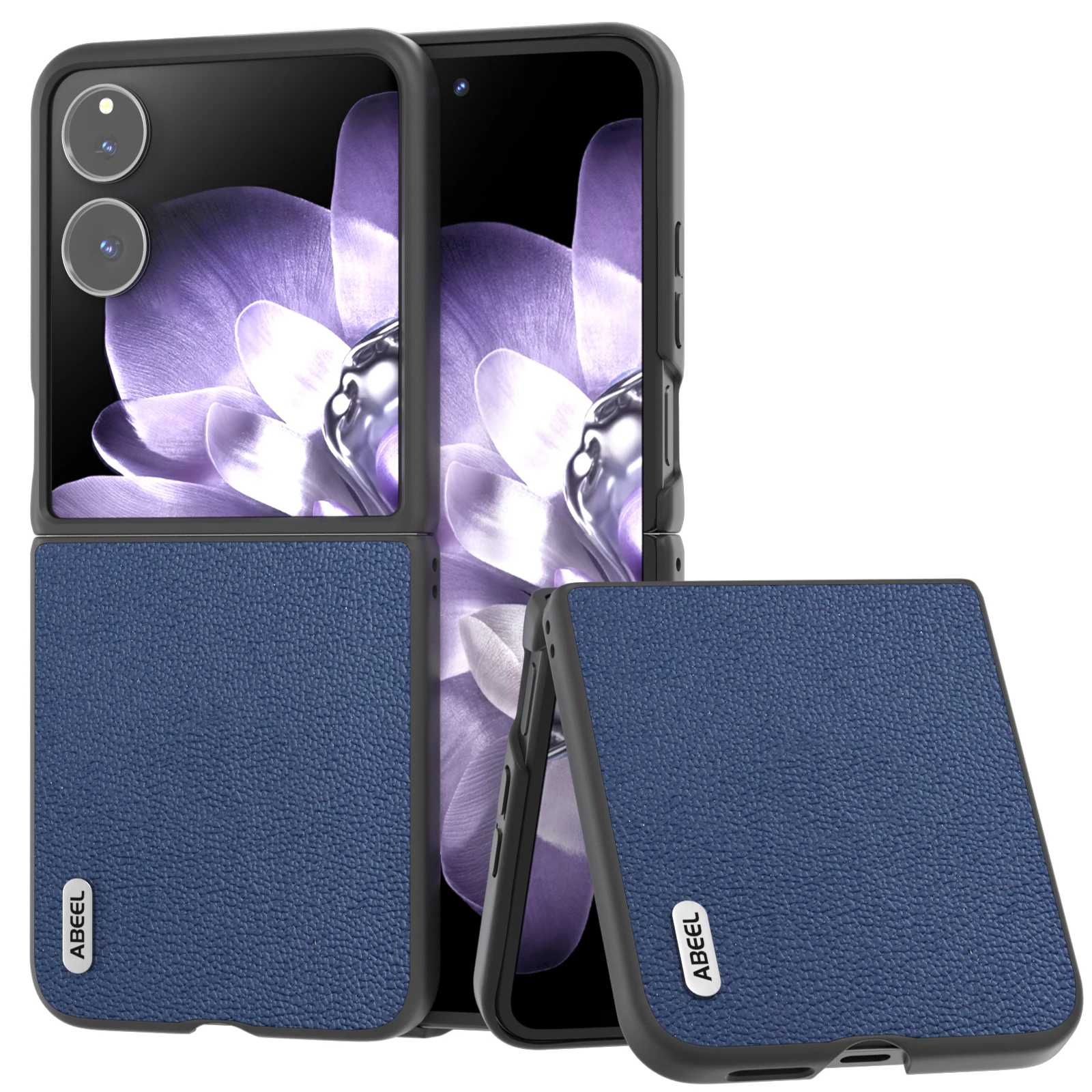 ABEEL Luxury Litchi Pattern Genuine Leather Ultra-Thin Shockproof Folding Case