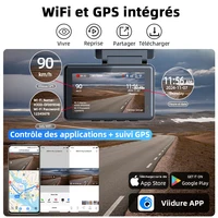 Dashcam 4K Mini Enregistreur Vidéo de Voiture avec GPS et Wi-Fi, Double Objectif 1080P, Caméra de Recul, Vision Nocturne, Boîte Noire, Surveillance de Stationnement 24h/24 3