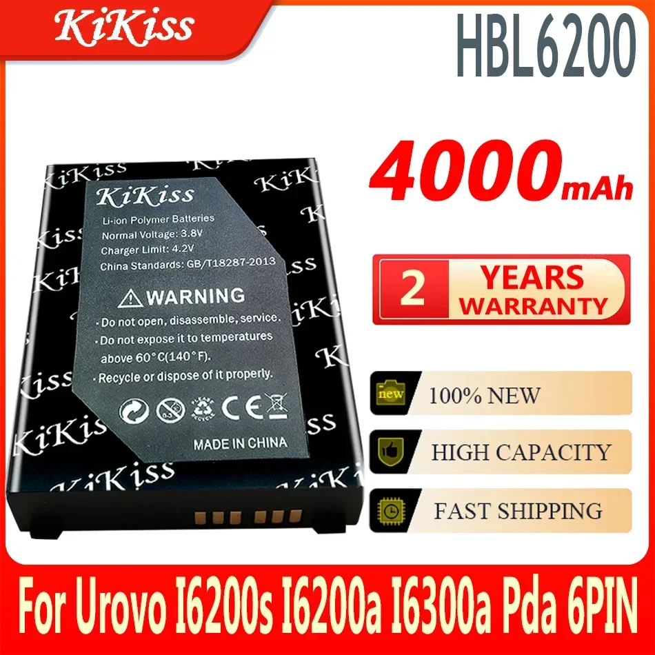 

KiKiss New Battery HBL6200 HBL 6200 4000mAh for Urovo I6200s I6200a I6300a Pda 6PIN Batteries
