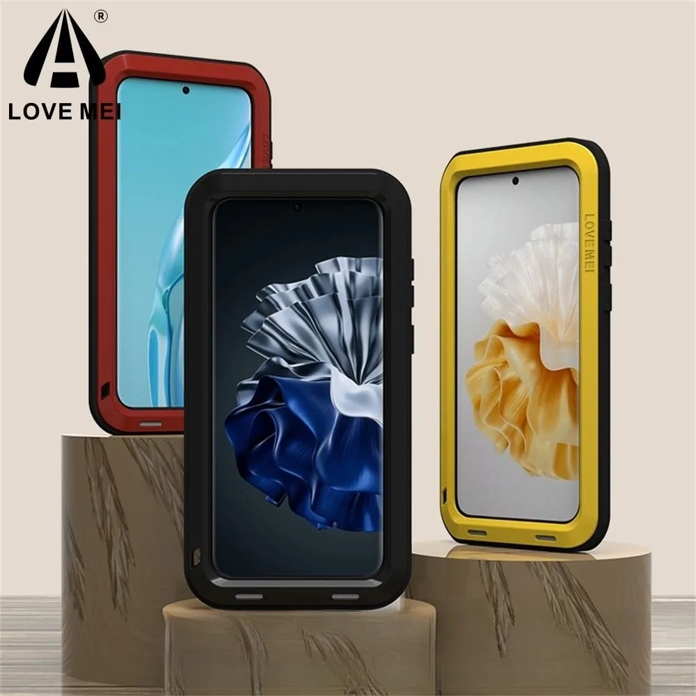 Love Mei Phone Case Silicone Military Grade Metal Protective Cover Shockproof and Dustproof for Huawei P60 P60pro P60art