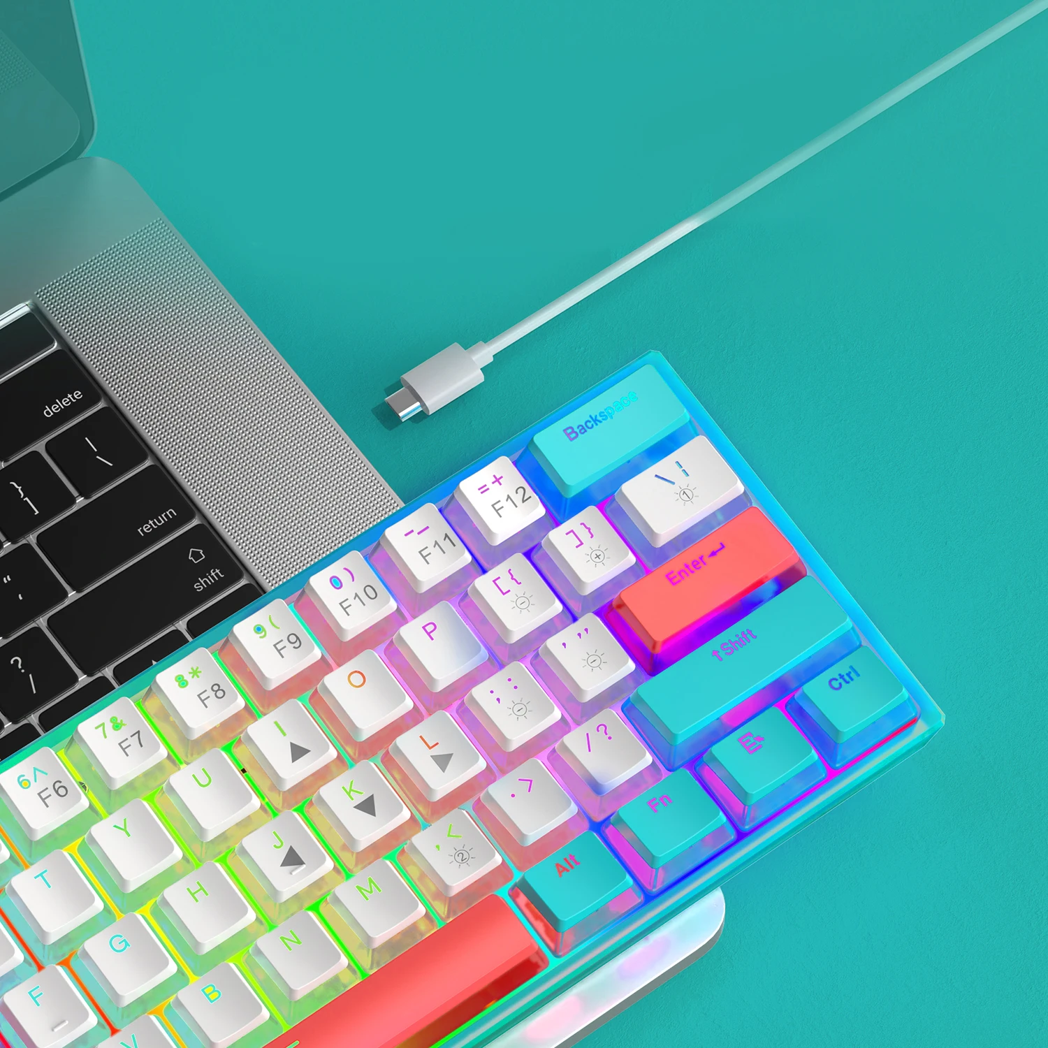 Womier WK61 Gamer Keyboard 60% Layout Hot Swappable Gateron Switch Pudding Keycap Mechanical Keyboard RGB Backlit 61 Keys for PC touch keyboard for pc