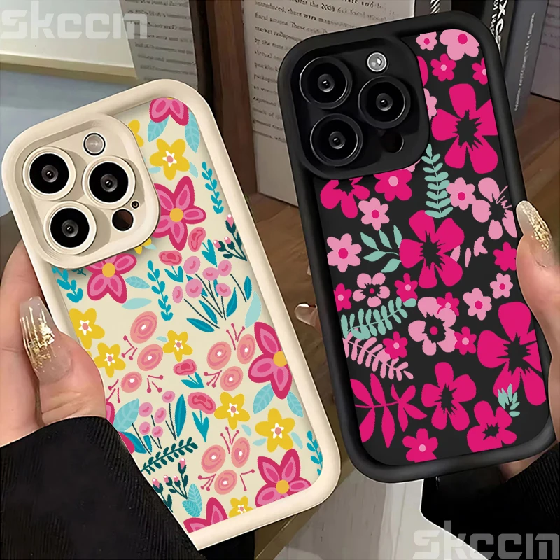 Luxurious Pink Flower Soft Silicone Shockproof Phone Case