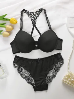 Signore nero rosso blu con cerchi in acciaio fibbia anteriore bellissimo set di biancheria intima reggiseno pull up posteriore A2128