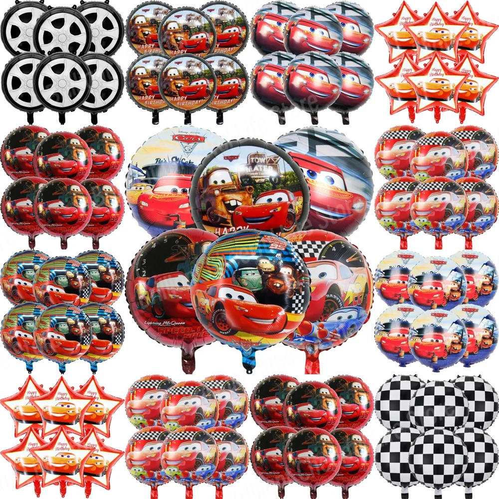 thumbnail image 2 of Juego de globos de aluminio de Rayo McQueen de Disney, decoraciones de cumpleaños de coches, Baby Shower, coche de carreras, suministros de fiesta, regalos, 18 pulgadas, 6 piezas, 2 of 5