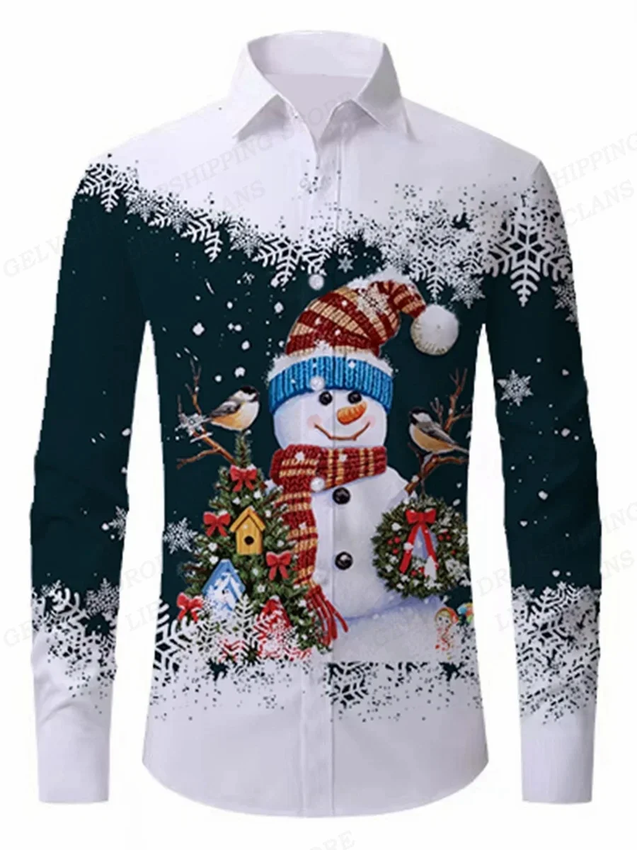 Santa Hawaiian Shirt Men's Fashion Shirt Christmas Hawaiian Shirt Beach Shirt Men's Lapel Camisa Unisex