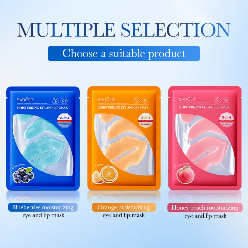 5pcs SADOER Crystal Collagen Lip Patches Eye Mask Skin Care Sets Moisturizing Anti Wrinkles Anti Dark Circles Skin Care Kit