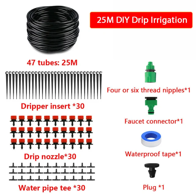 25 Méter Diy Drip Öntözőrendszer Automatikus Öntözési Rendszer Készlet Kert Kerti Tömlő Mikrocsepp -Öntözőkészletek Állítható Csepegtető - Image 6