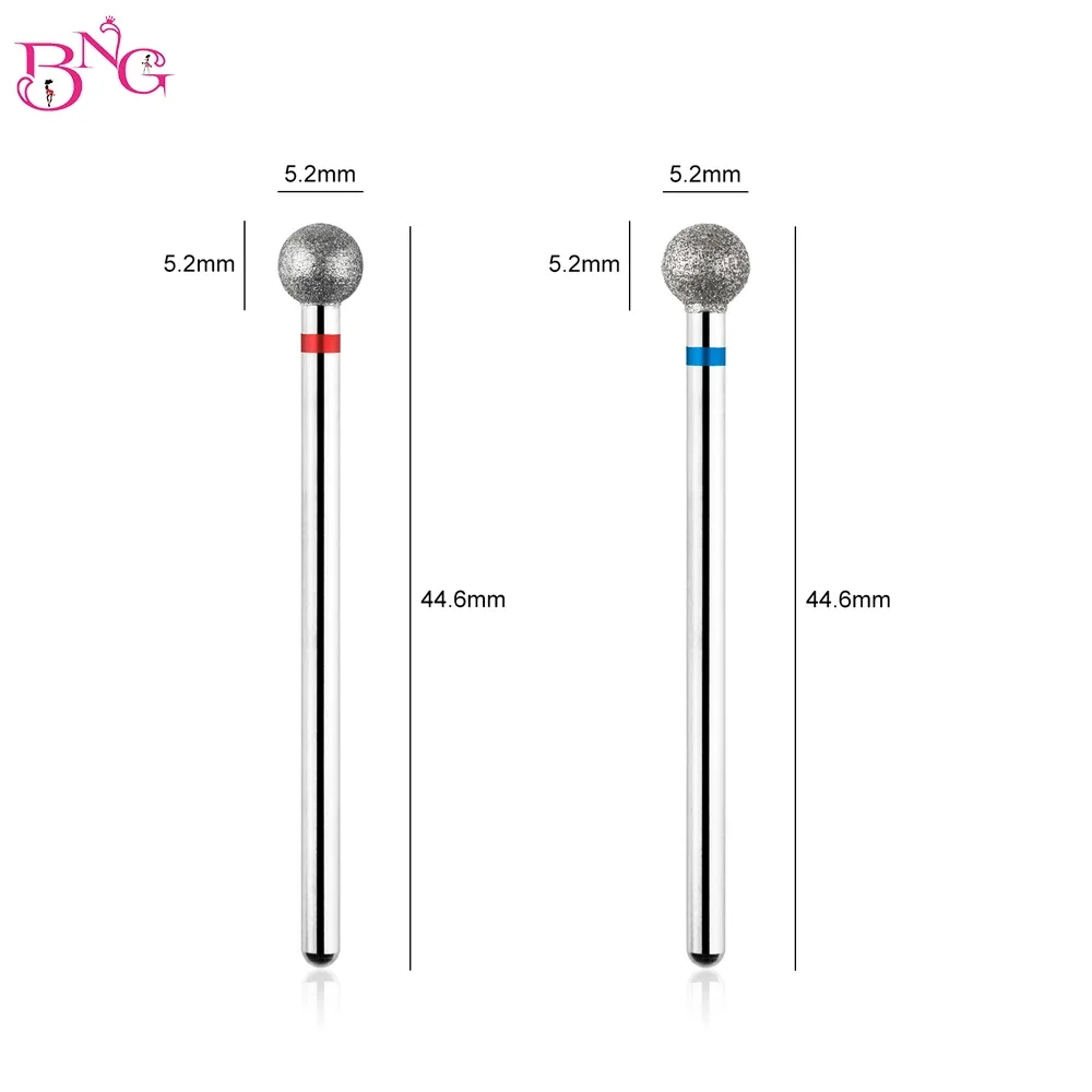 BNG Ball Shape Cuticle Clean Nail Drill Bit 3/32'' Professional Safety Diamond Nail Bit Nail Cleaner for Cuticle Dead Skin 6