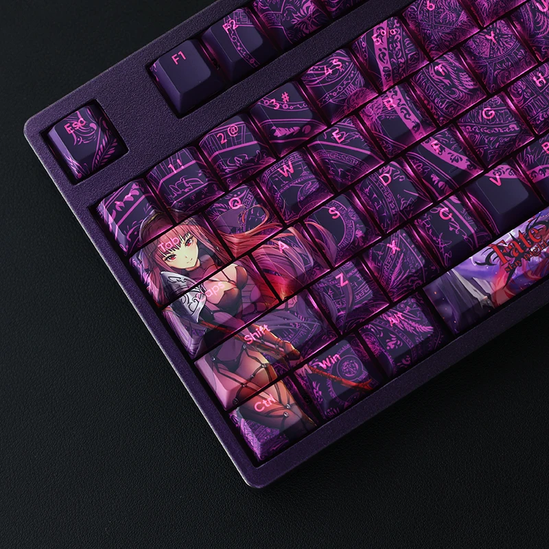 Chaves Pbt Lados Tintura Subbed Keycaps Anime dos Desenhos Animados Gaming Key Caps Scathach Backlit Keycap para o Destino Grande Fim Fgo 108 - Imagem 4
