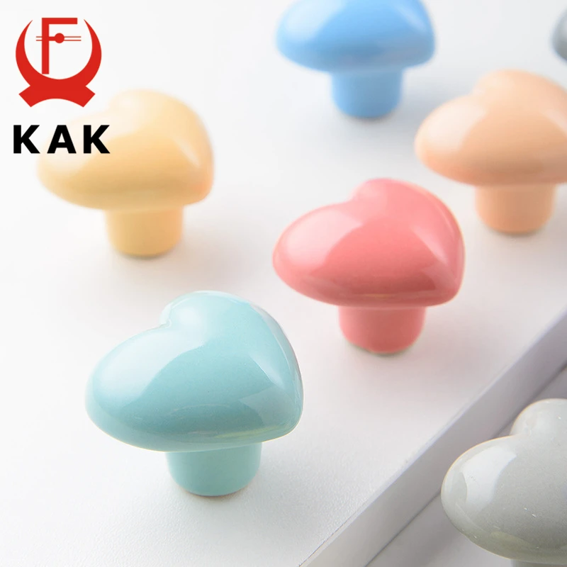 Ceramic Cartoon Cabinet Knobs and Handles Colorful Heart Drawer Closet Handles Kids Room Furniture Handle Door Hardware
