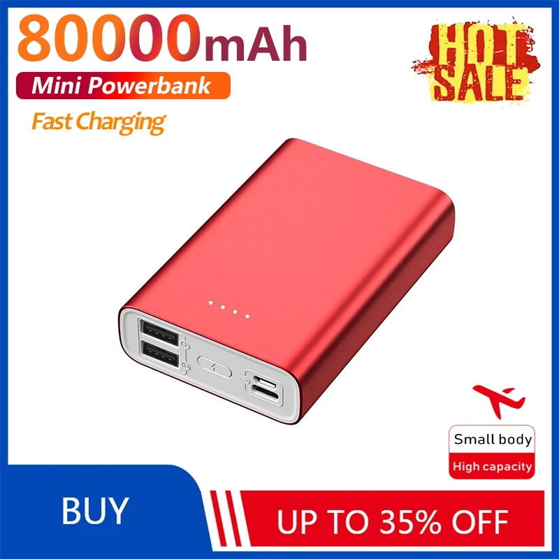 best portable power bank Large Capacity 80000mAh Mini Portable Power Bank Phone Charger 2USB Fast Charging External Battery for IPhone Xiaomi Samsung power bank