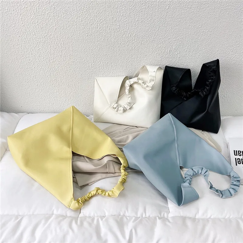 Idle Style Tote Bag Female Soft Leather Bag Women's Over The Shoulder Leather Bag Shopper Hobo