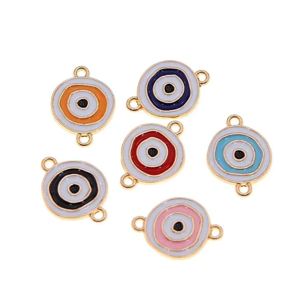 

50pcs jewelry diy accessories Korean version Devil's Eye pattern drop oil alloy necklace bracelet double pendant accessory mater