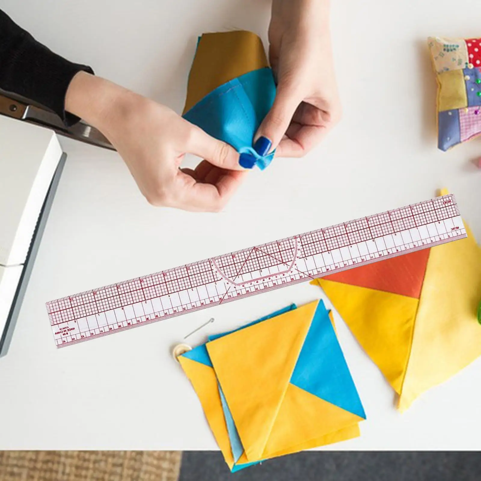 Grading Ruler 18 Inch Multifuctional Built in Scale Transparent Tailor Ruler for