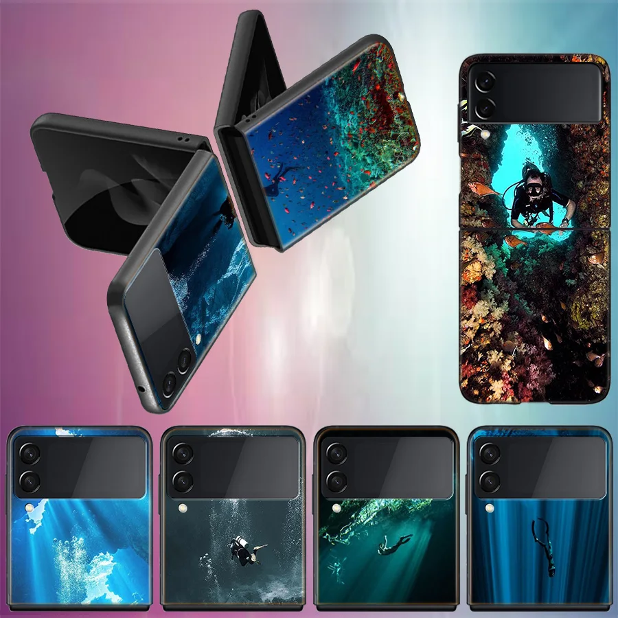 Deep Sea Diving Adventure Per Samsung Galaxy Z Flip 5 4 3 Custodia Rigida Antiurto Per Telefono Z Flip 5 5G Z Flip 5 4 5G Tpu Pc