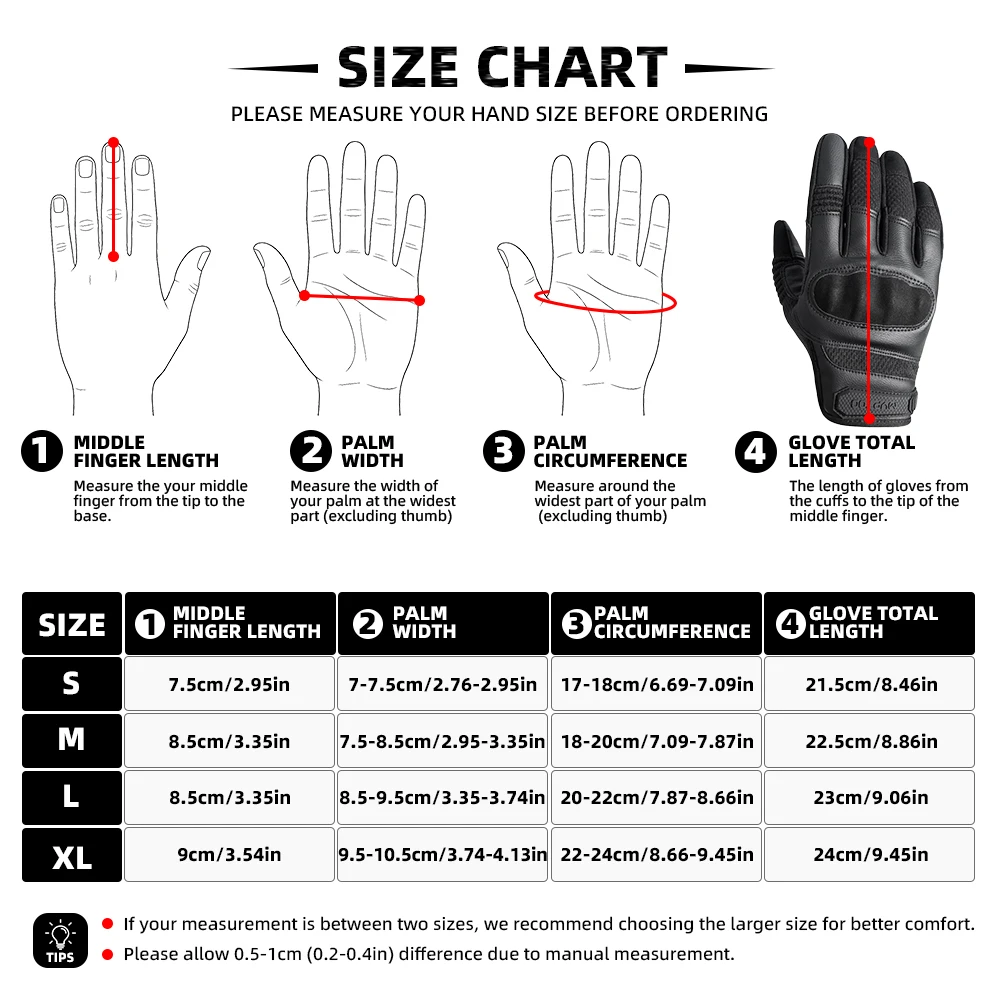 Enhanced Touchscreen PU Leather Motorcycle Racing Gloves with Non-slip Protective Gear
