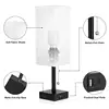 Bedside Lamps With USB CA Charging Ports With 3-Color Modes With Pull Chain Bedroom Lamp With White Fabric Shade Night Light 4
