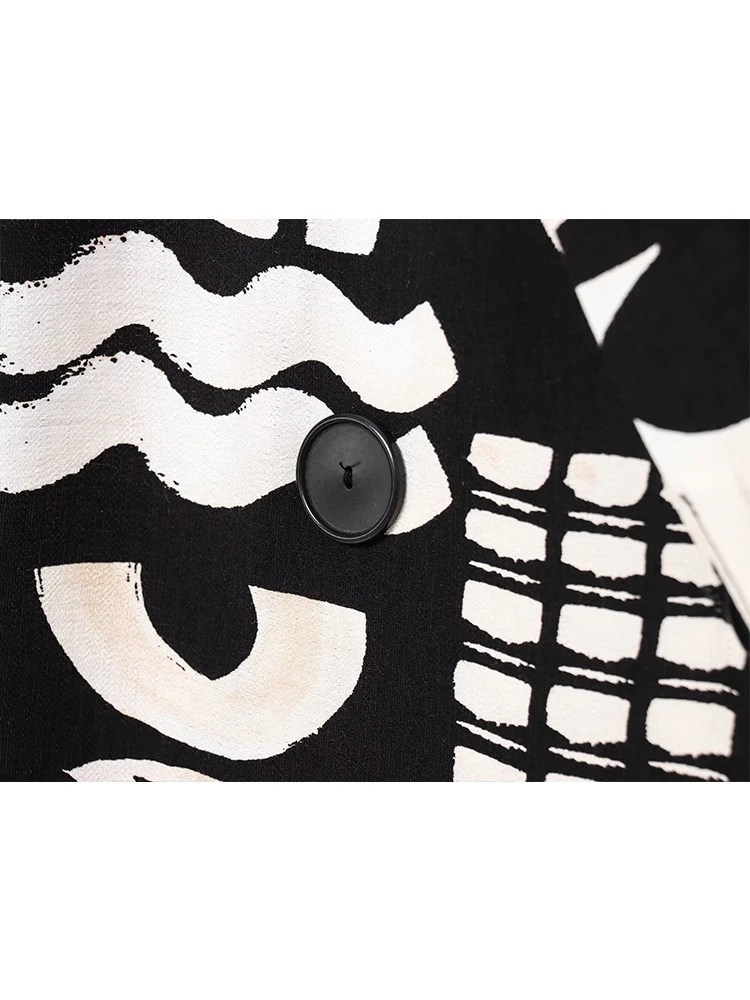 TFMLN Summer New Women's Print Pant Suit Casual Commuter Half Sleeve Double Breasted Suit Coat Straight Pants 2025 Fashion Sets