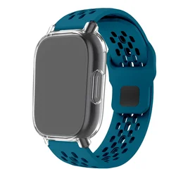 Silicone Strap and TPU Soft Shell Case with Full Cover Screen Protector for Smartwatch - Breathable Sport Band Design (RockUMidUTr)