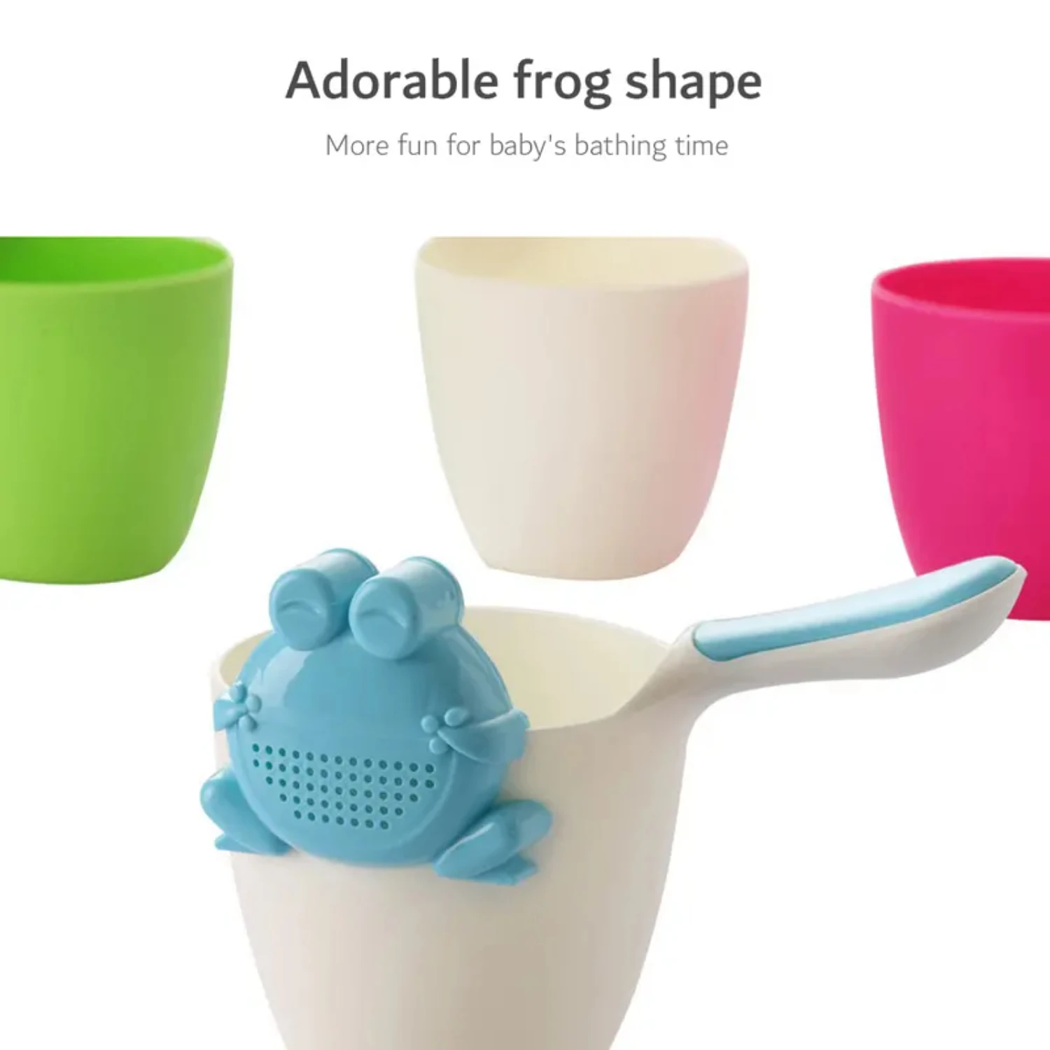 Adorable and Bright Green Cute Animal Design Kids' Frog Shape Bathtub Spoon for Fun and Easy Washing, Made of Soft Silicone Mate