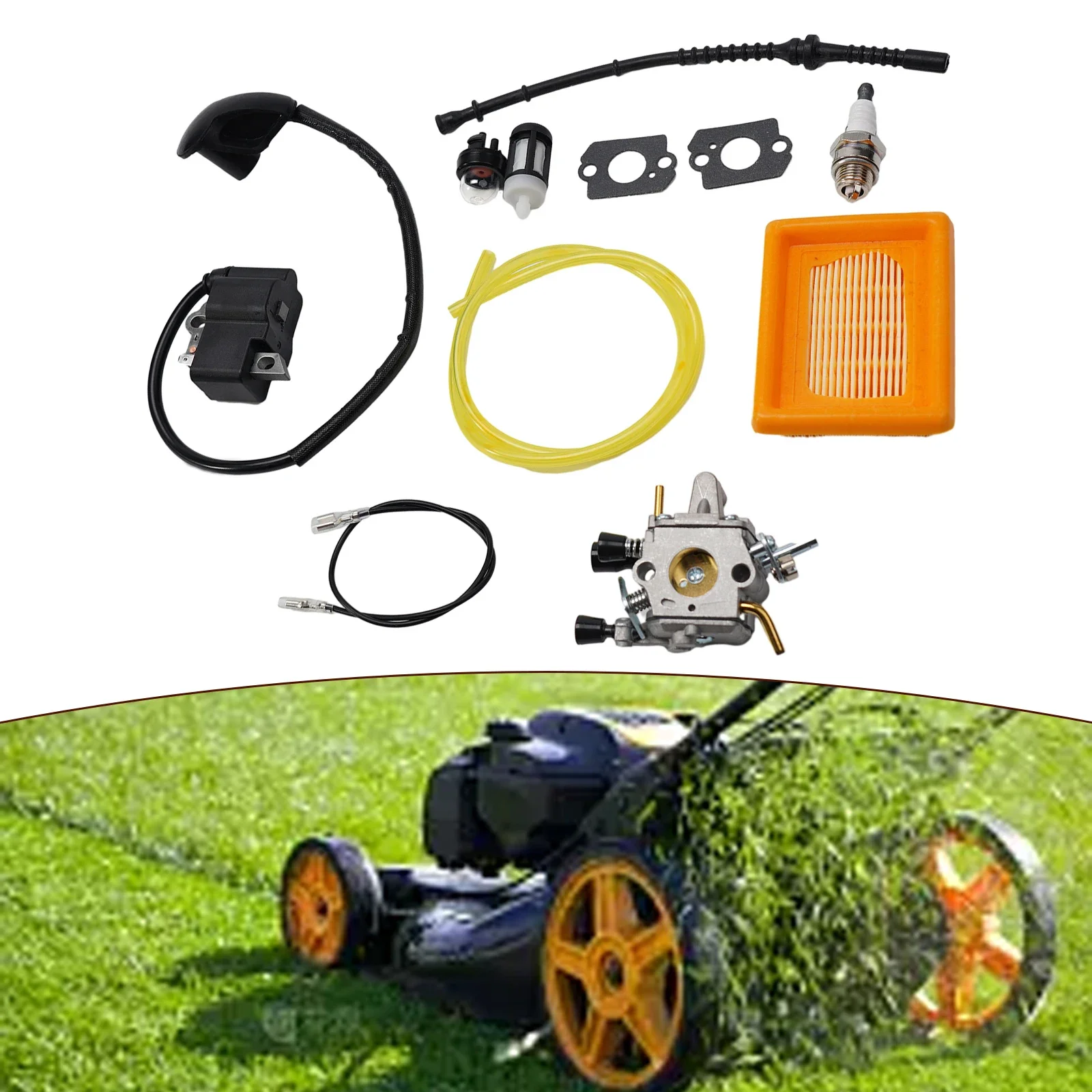 

Комплект карбюратора для STIHL FS120 F 00 F 50 включает в себя катушку зажигания, воздушный фильтр, прокладку и аксессуары для топливной системы