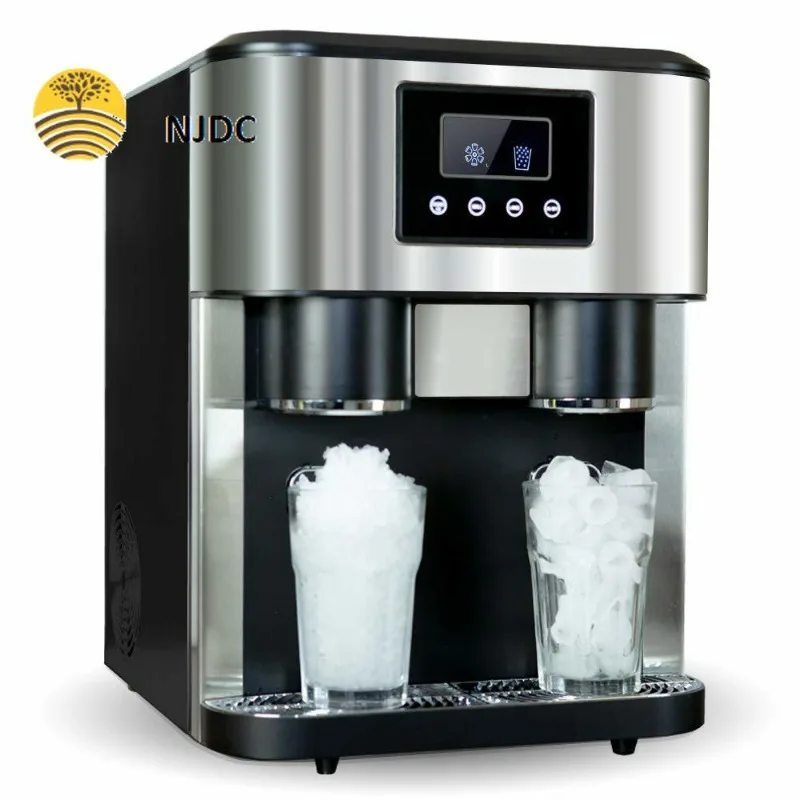 

15kg Countertop Self-Cleaning Home Kitchen Office Bar Chewable Ice Cube Nugget Ice Maker Cold Water & Ice Crusher with Side Tank