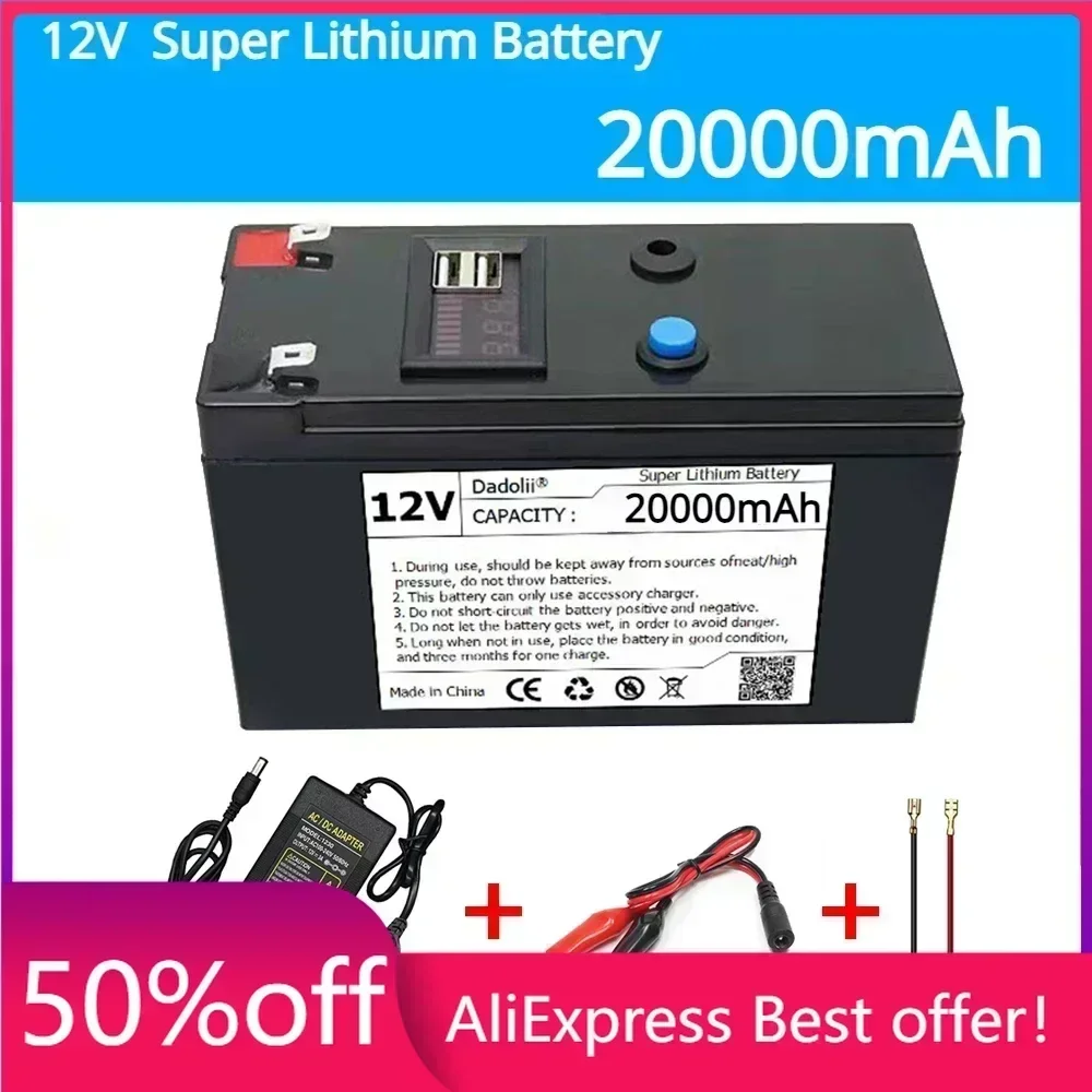 

new 12V Battery 20Ah 18650 lithium battery pack Rechargeable battery for solar energy electric vehicle battery+12.6v3A charger