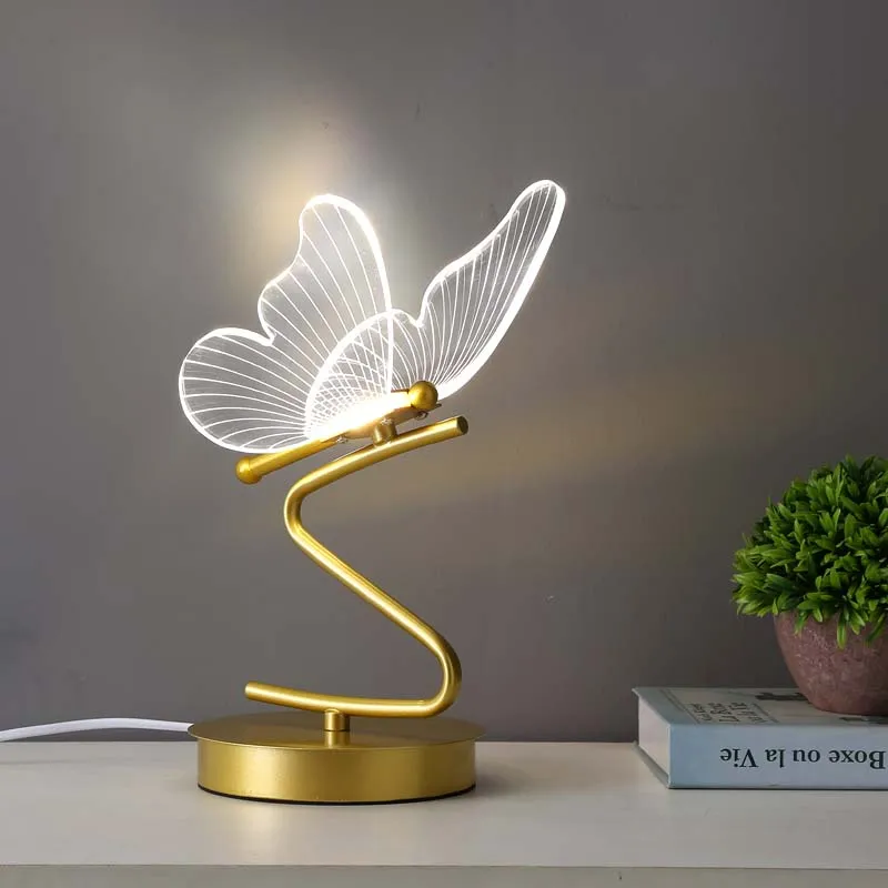 Modern design sense Nordic creativity Warm living room Master bedroom bedside lamp butterfly decorative lamp