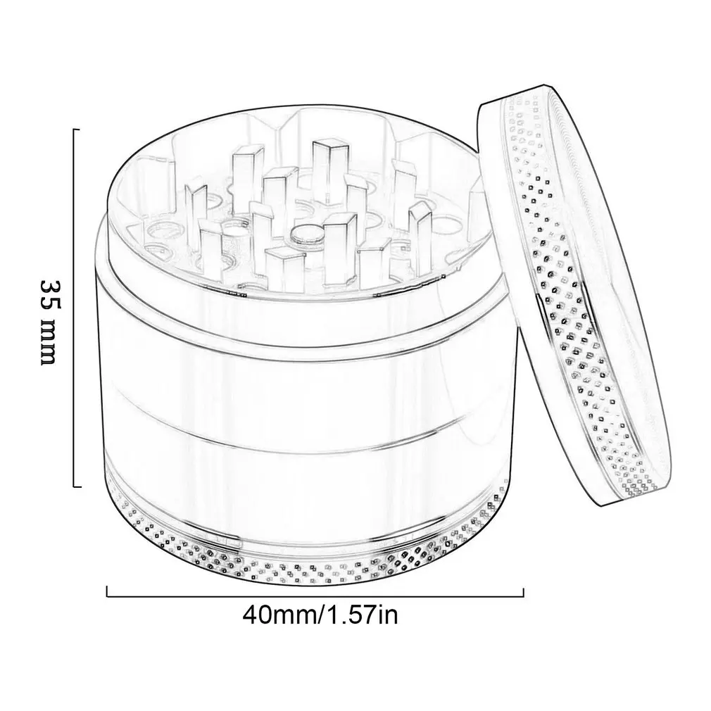 Molinillo de hierbas de Metal de 40mm, trituradora de molino de especias, trituradora de tabaco iridiscente de 4 capas, accesorios de humo de aleación de Zinc, Nano superficie de pintura