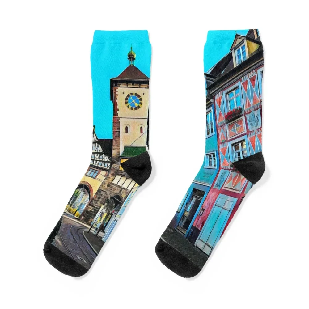 Freiburg im Breisgau Socks hiking crazy bright garter Socks Men Women's