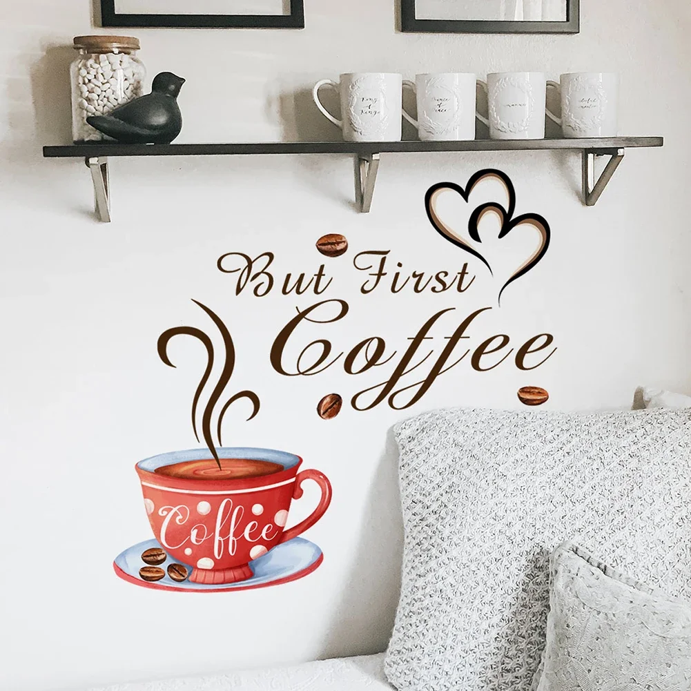 Coffee Cup Wall Stickers Cafe Vinyl Art Decals Pub Decals Kitchen Home Decor Indoor Design