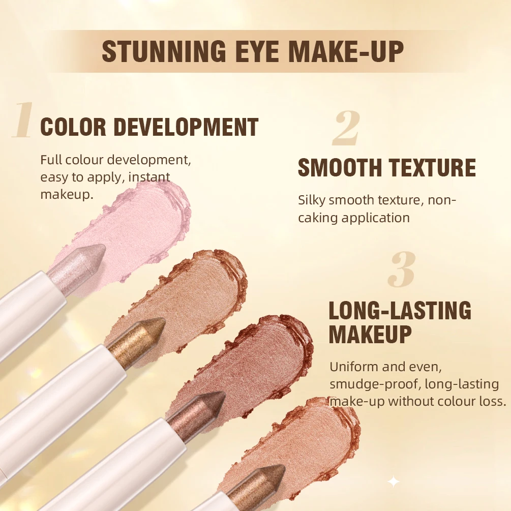 Eyeshadow Stick Eyeshadow Pen Eyeshadow Pencil Waterproof Pearlescent Glitter Shimmer Pigment Eye Shadow Liner Highlighter Pen Eyes Makeup Tools