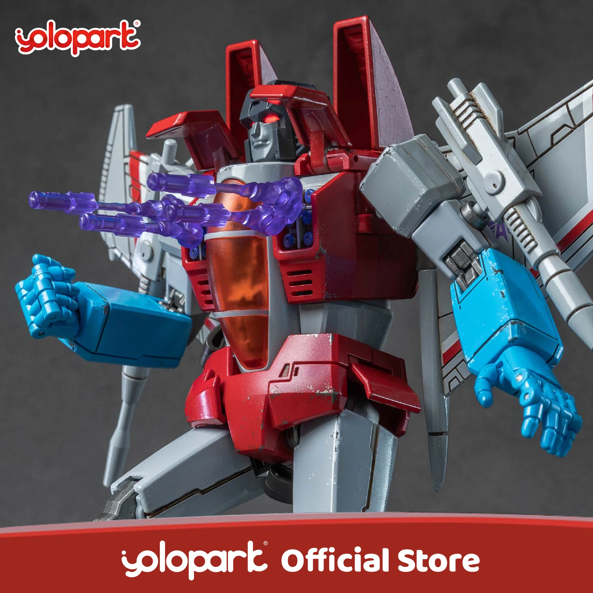 YOLOPARK Transformers G1 Starscream Action Figure 19 Cm, Altamente Mobile, Con Armi E Luci LED, Diecast, Non Trasformabile - 2