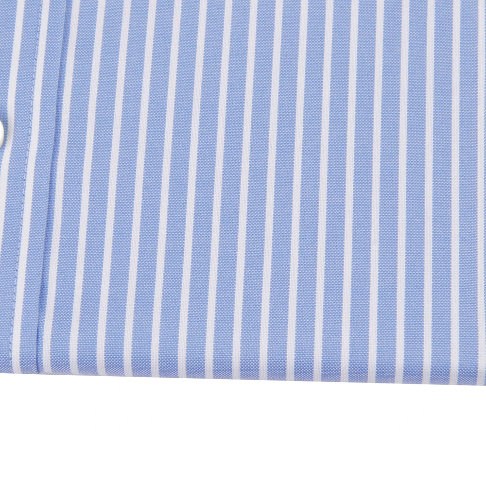 Luxury Dress Shirt Bespoke Blue Striped High Quality  80s 2-Ply100% Cotton Business Shirts Wrinkle Resistant Tailored Men Shirts