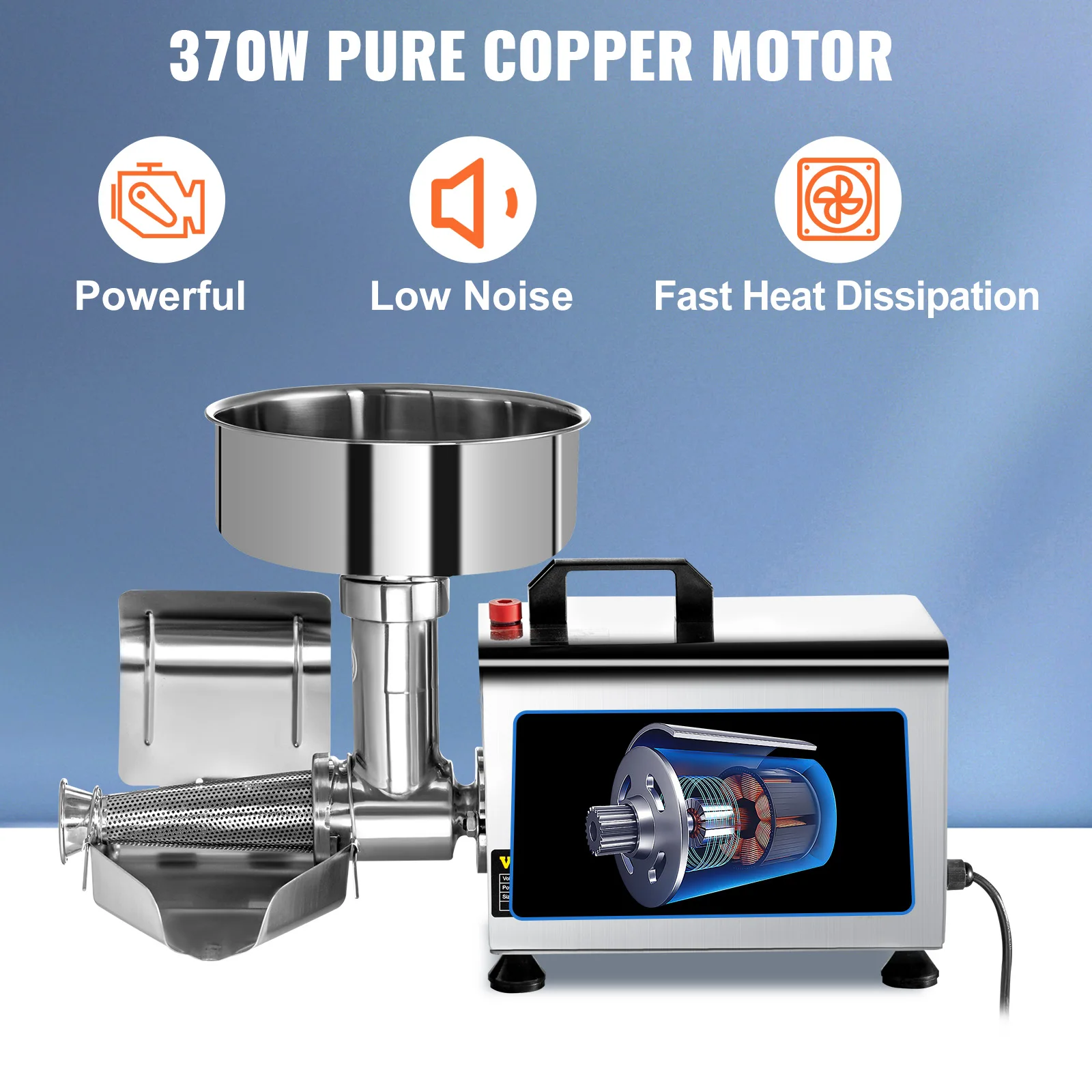 VEVOR Electric Fruit Press Strainer Machine 90-160Kg/h Commercial Food Strainer Sauce Maker Stainless Steel Tomato Milling Tool 2
