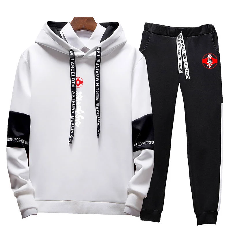Kyokushin karate printing men's tricolor hooded sweater with pullover+trousers suit hooded suit sportswear